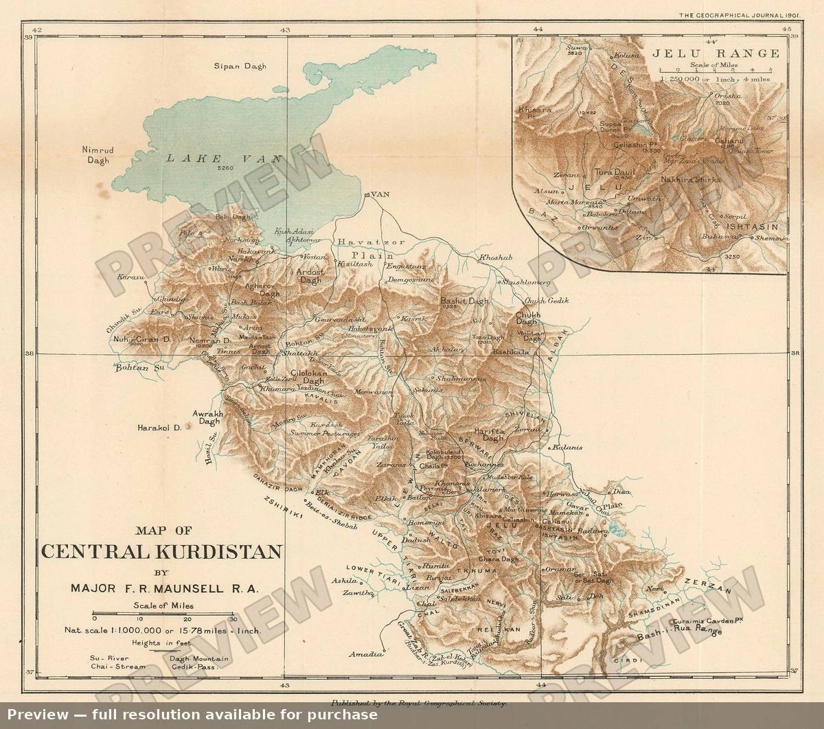 Antique map: Central Kurdistan, 1901, 1901