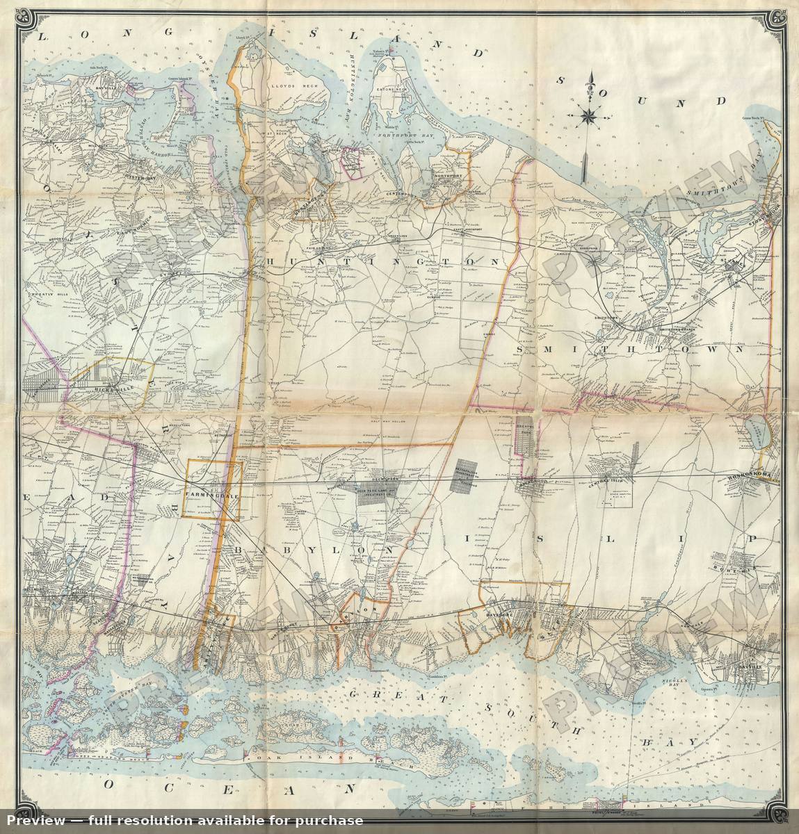 Antique map: Central Long Island, 1896, 1896