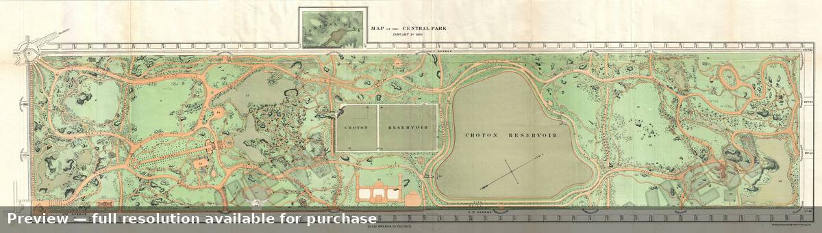 Antique map: Central Park, 1870