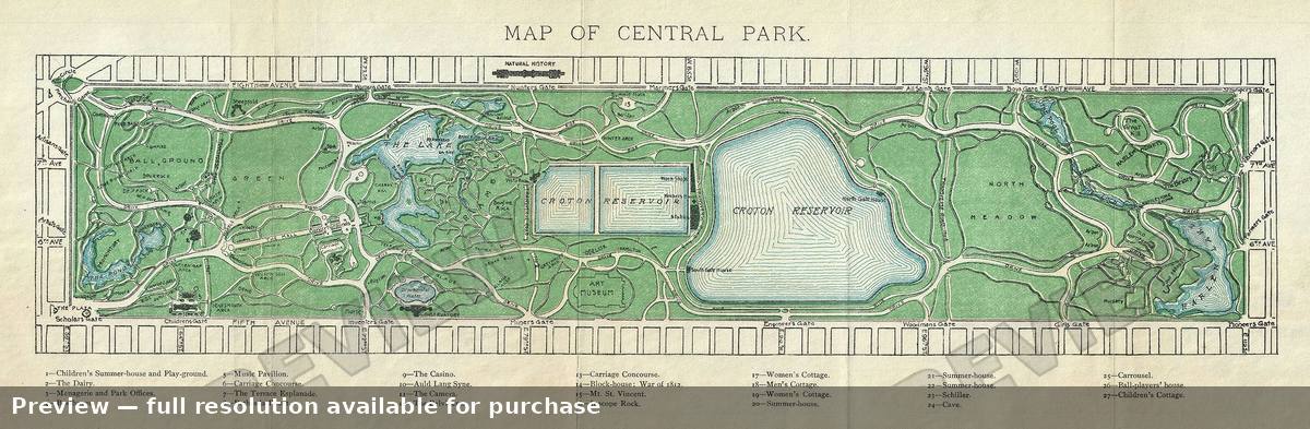 Antique map: Central Park, 1891, 1891