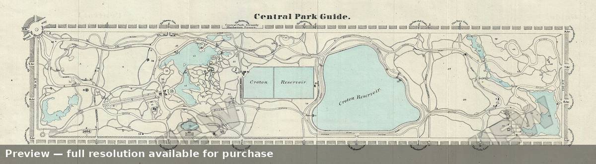 Antique map: Central Park, 1862