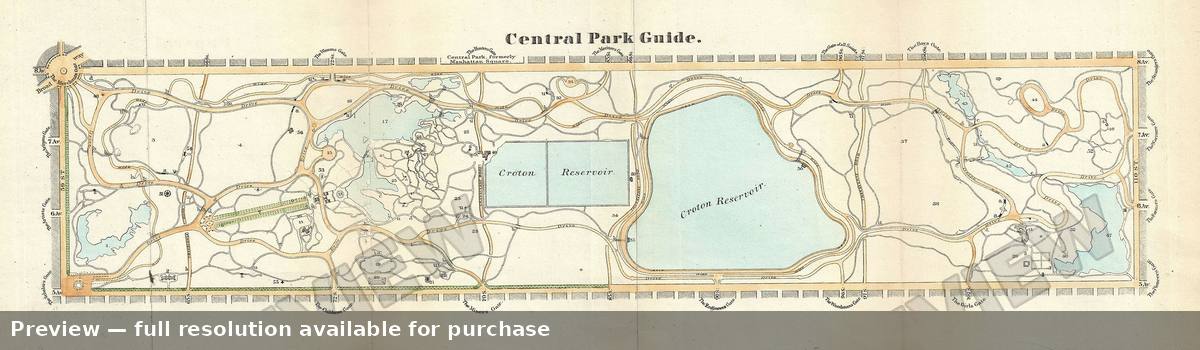 Antique map: Central Park, 1867