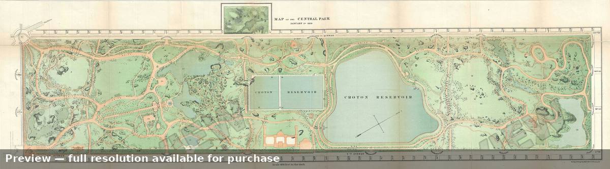 Antique map: Central Park 3, 1870