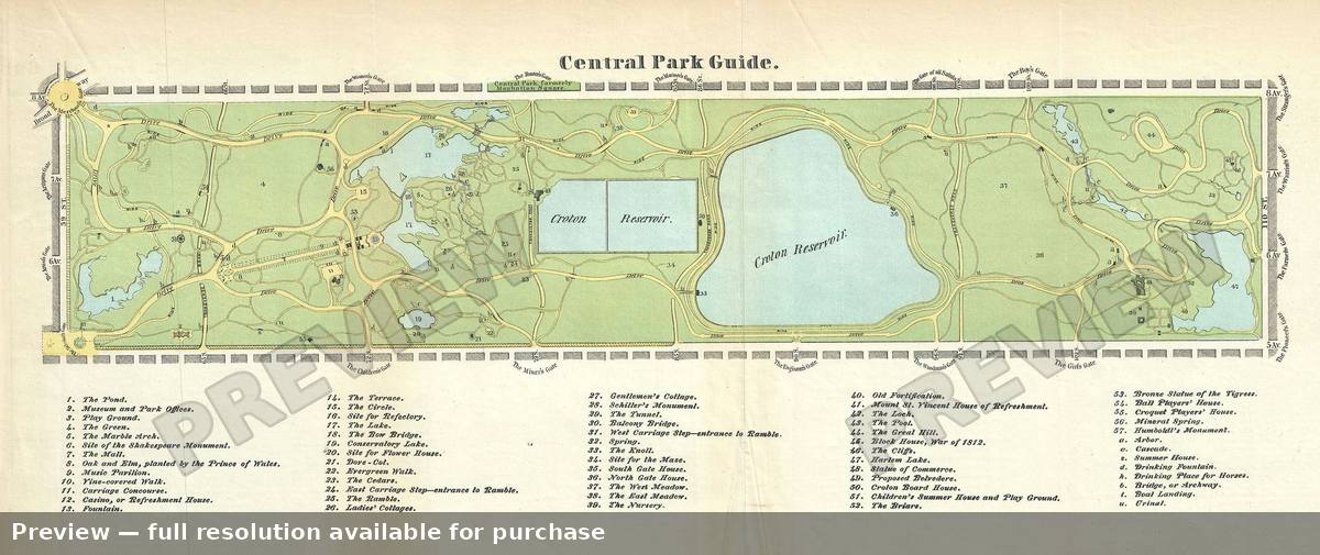 Antique map: Central Park Guide, 1869