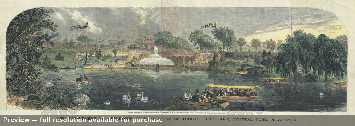Antique map: Central Park Lake, 1869