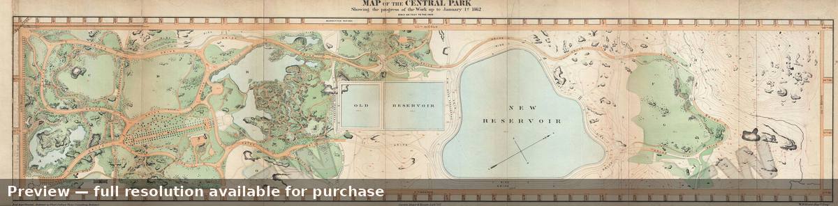 Antique map: Central Park New York, 1862