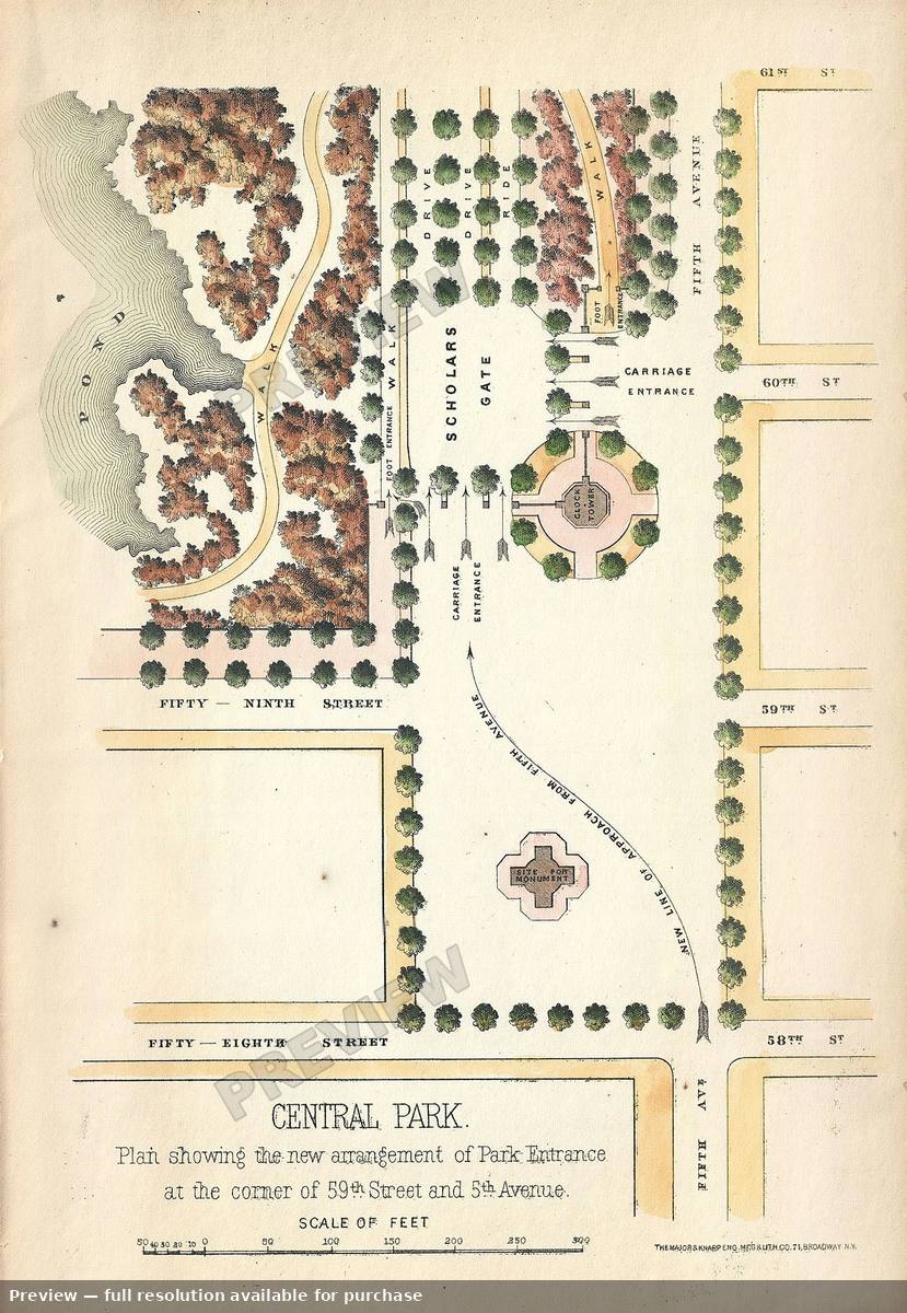 Antique map: Central Park SE, 1867