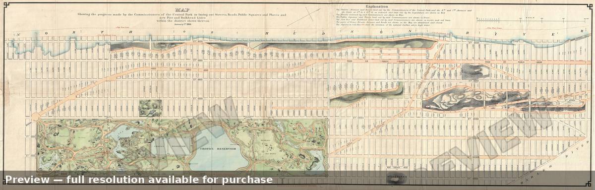 Antique map: Central Park UWS, 1868