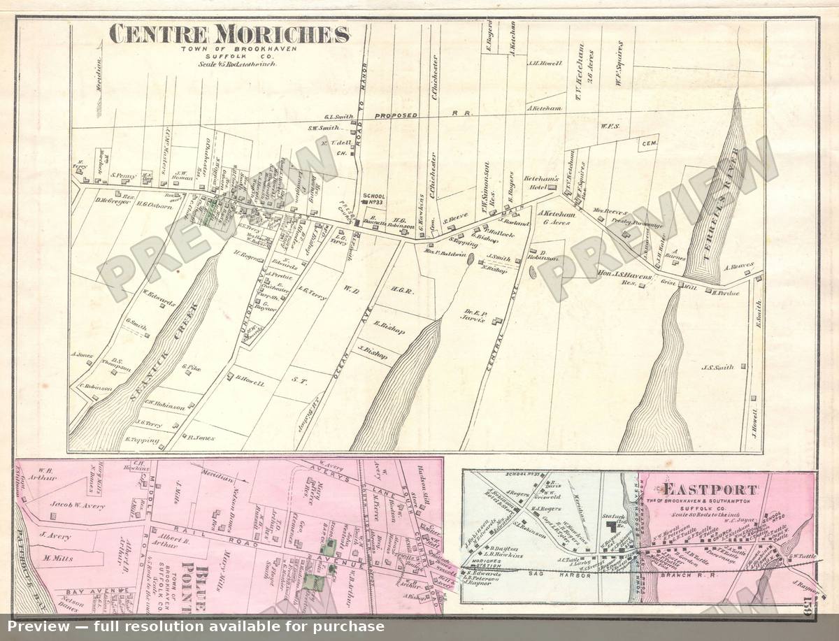 Antique map: Centre Moriches, 1873