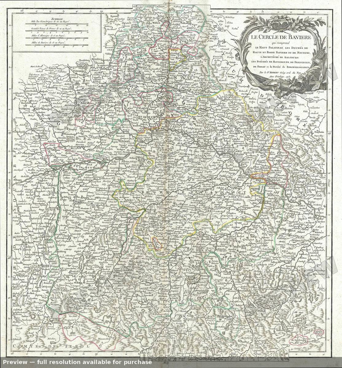 Antique map: Cercle Baviere, 1751, 1751