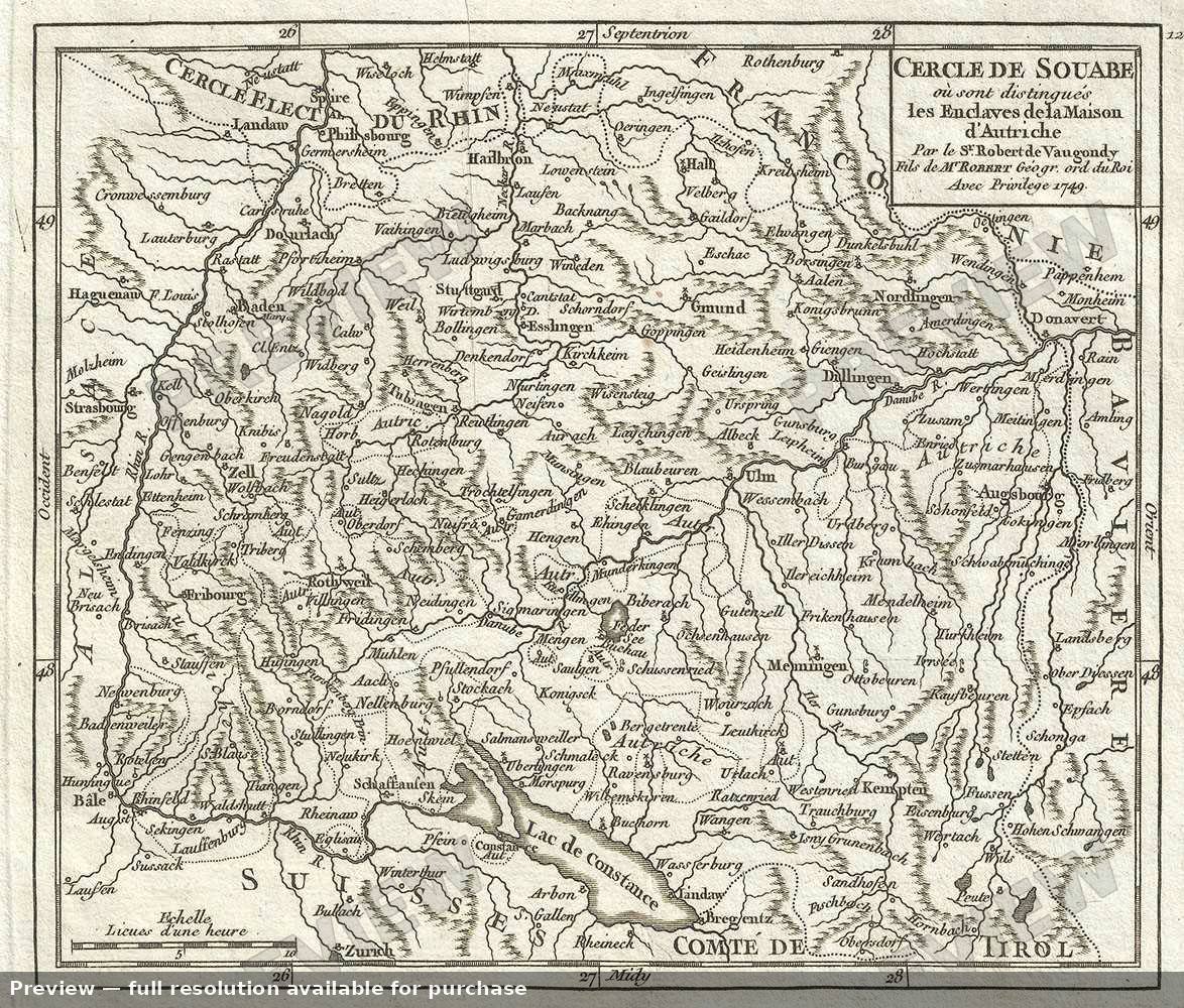 Antique map: Cercle Souabe, 1748