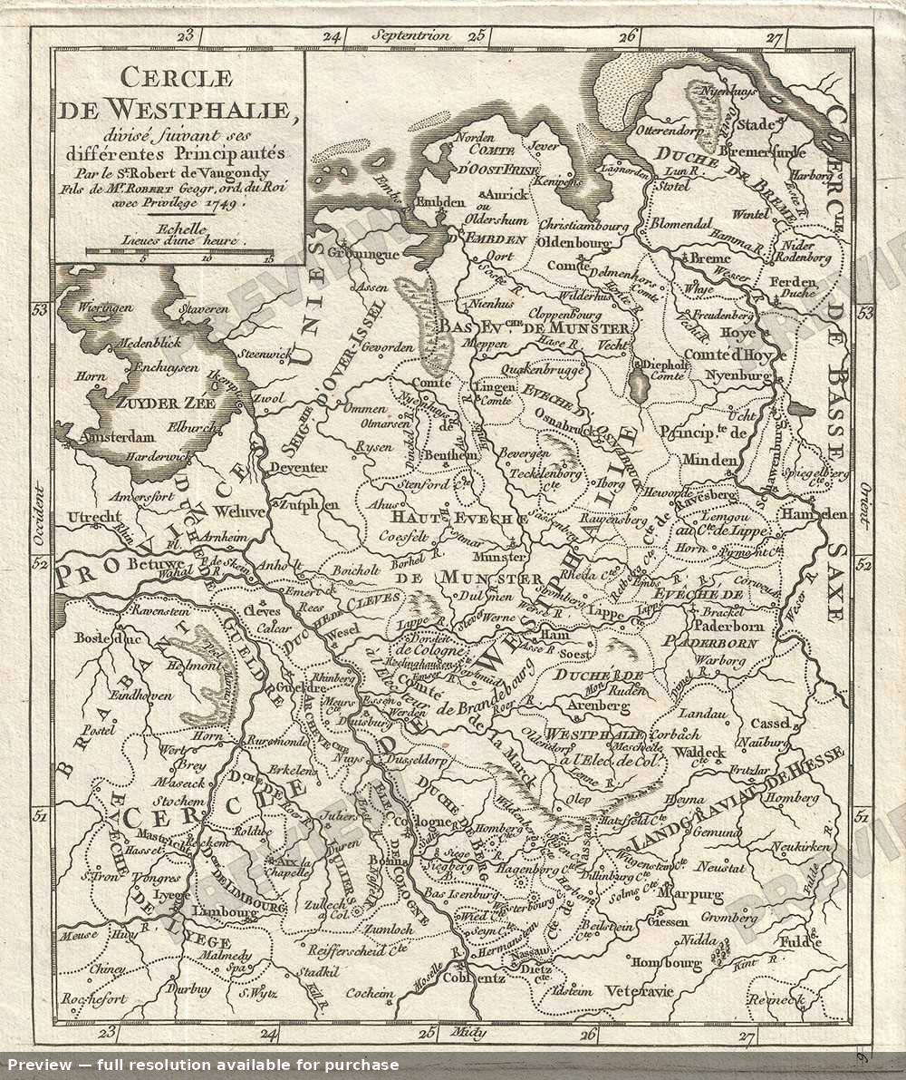 Antique map: Cercle Westphalie, 1748