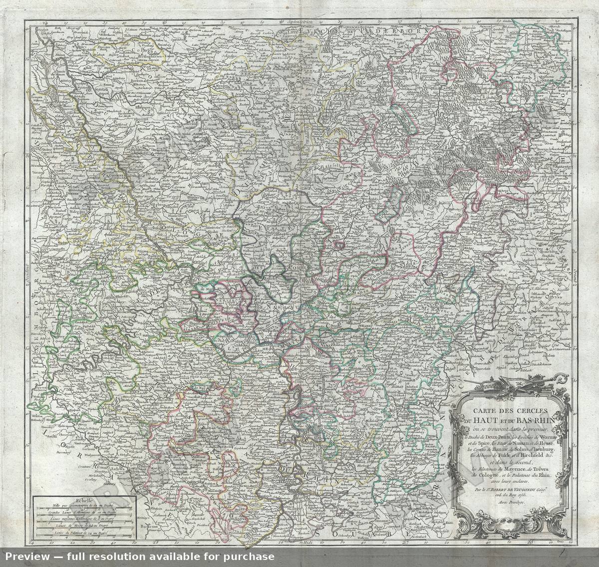 Antique map: Cercles Haut Bas Rhin, 1757