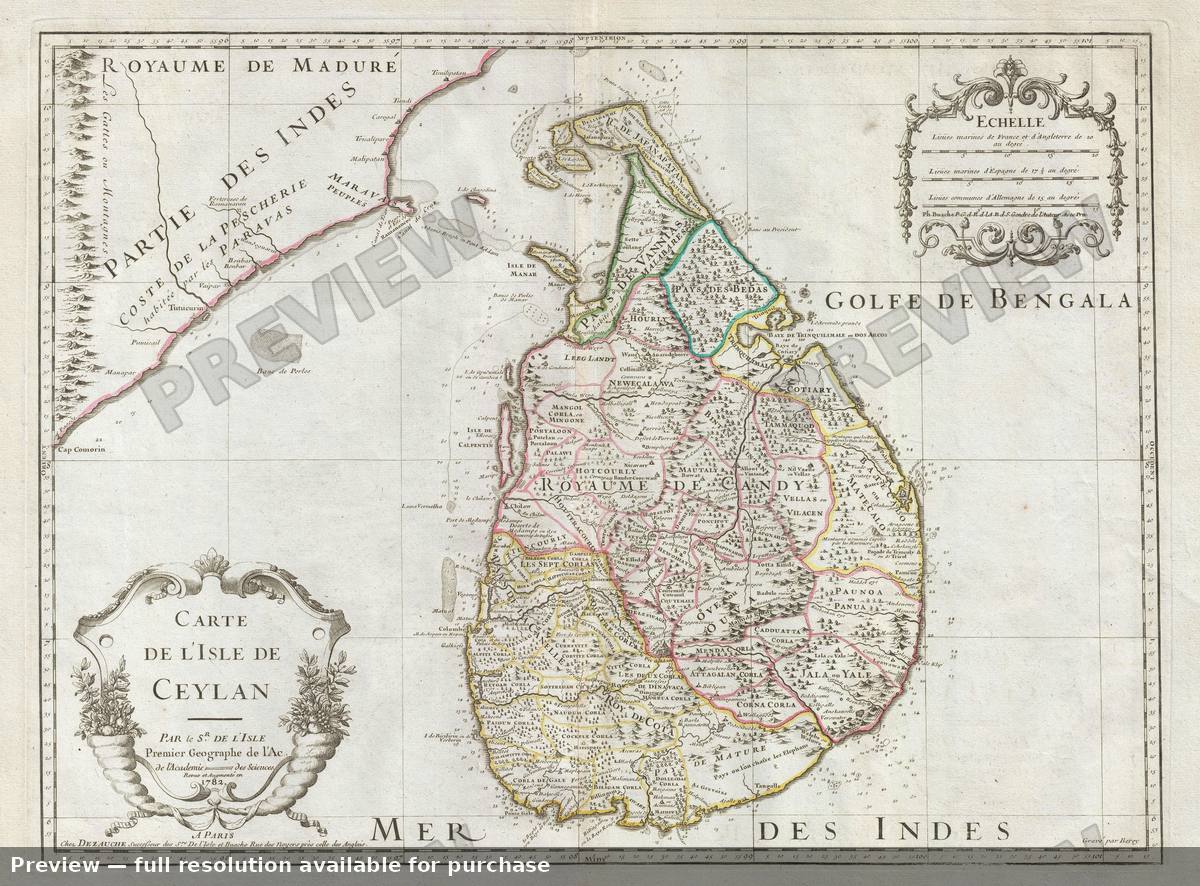 Antique map: Ceylon, 1782