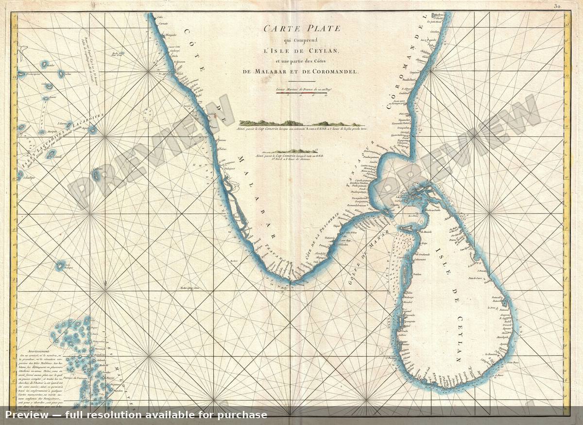 Antique map: Ceylon India, 1775