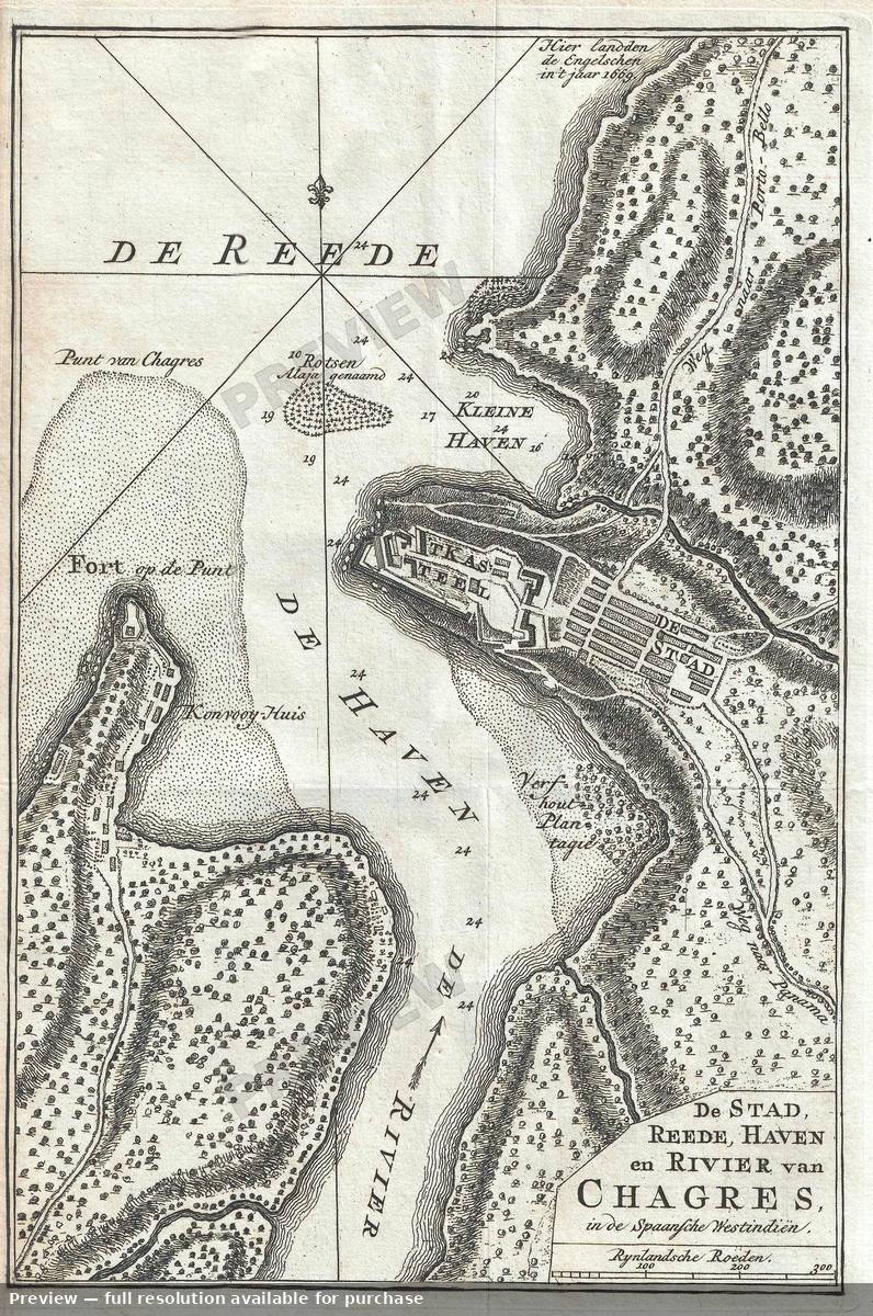 Antique map: Chagres, 1765