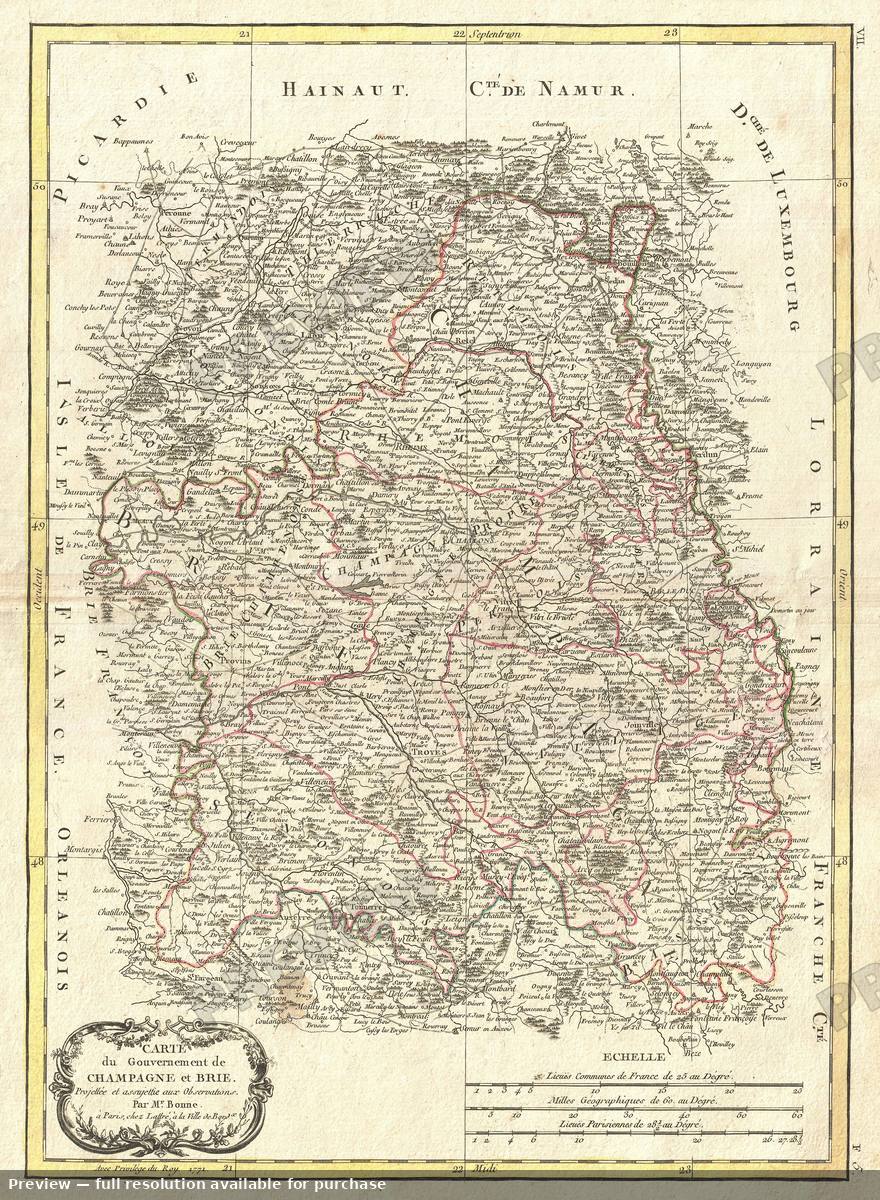 Antique map: Champagne, 1771, 1771