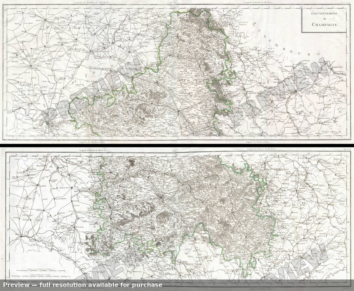Antique map: Champagne, 1797, 1797