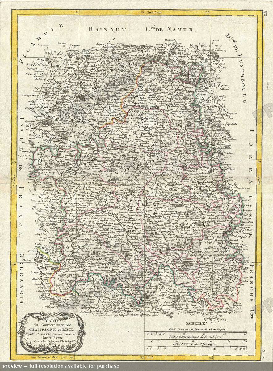 Antique map: Champagne Et Brie, 1771, 1771