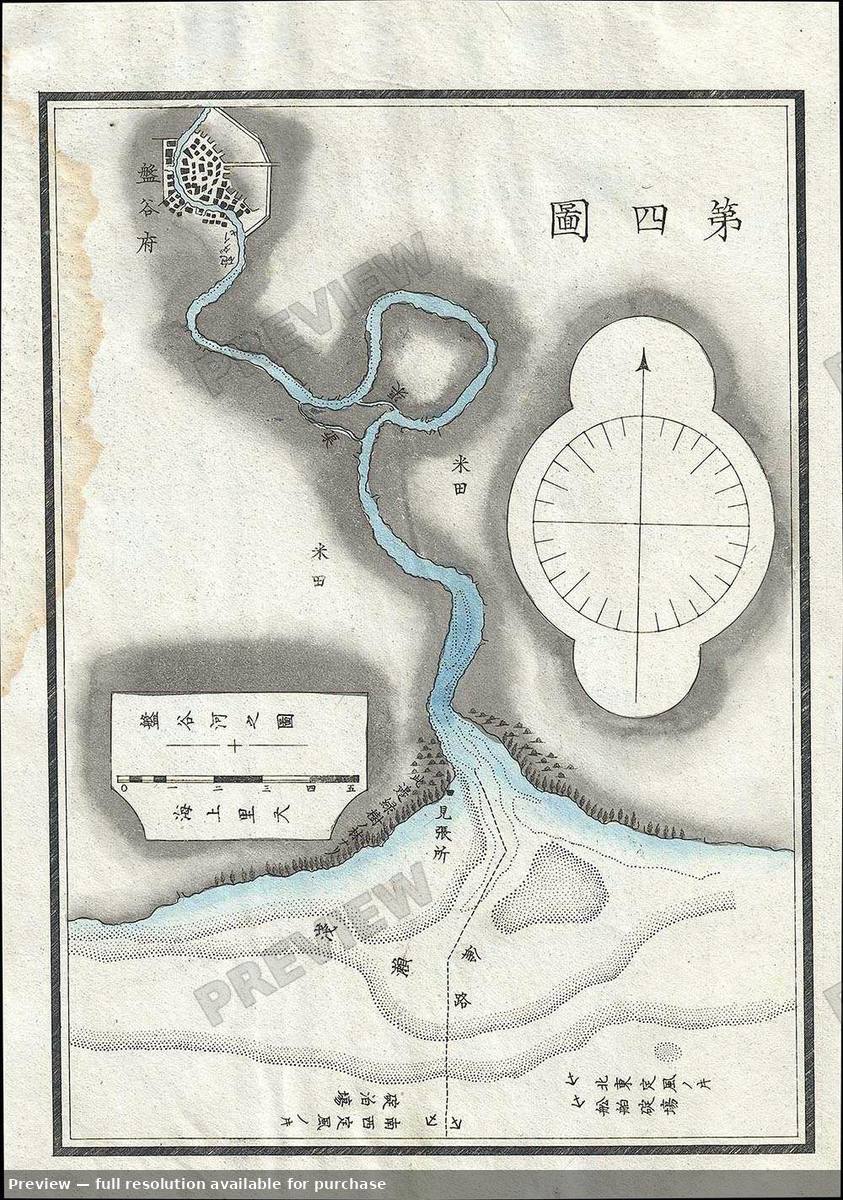 Antique map: Chao Phraya Bangkok 2, 1875