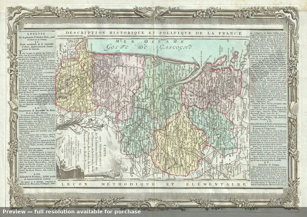 Antique map: Charente Inferieure, 1786