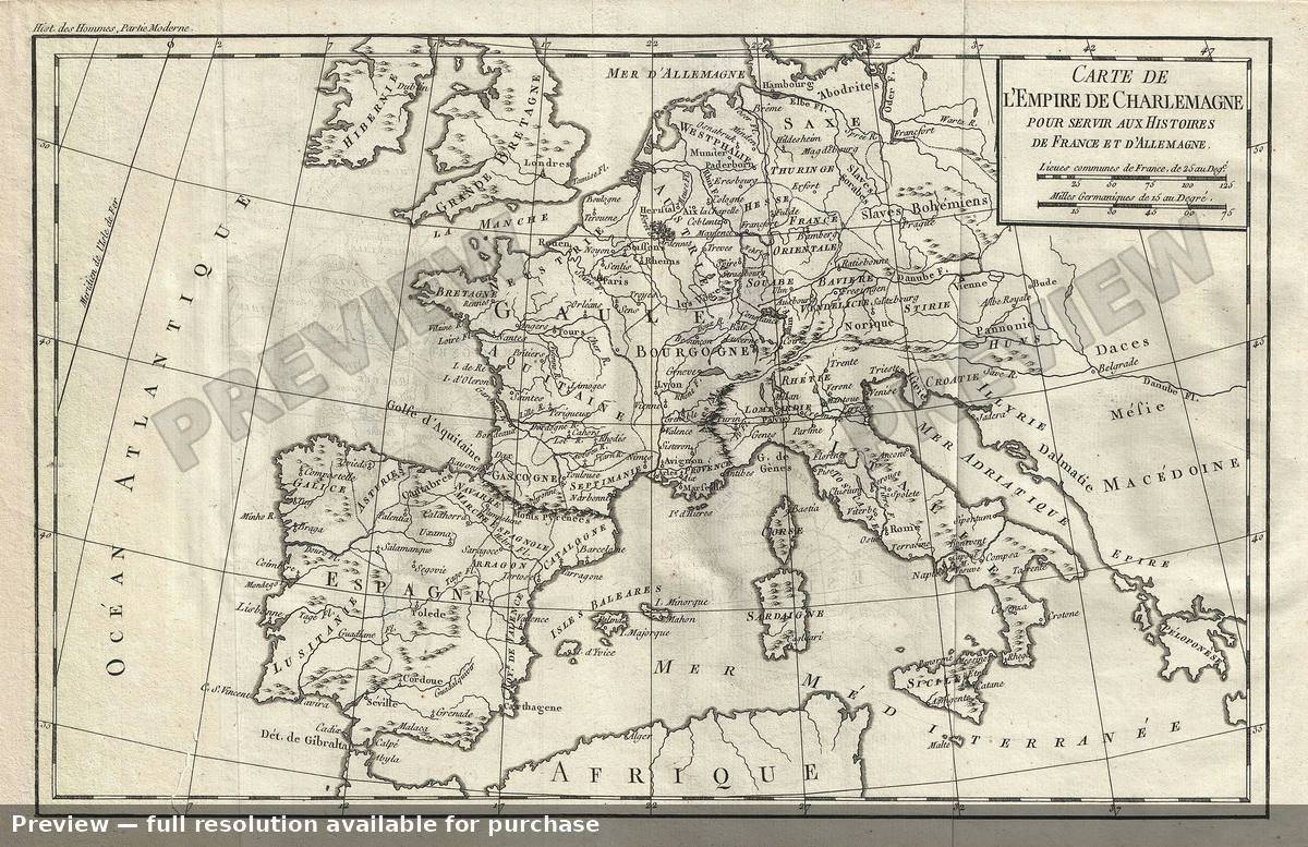Antique map: Charlemagne, 1770, 1770