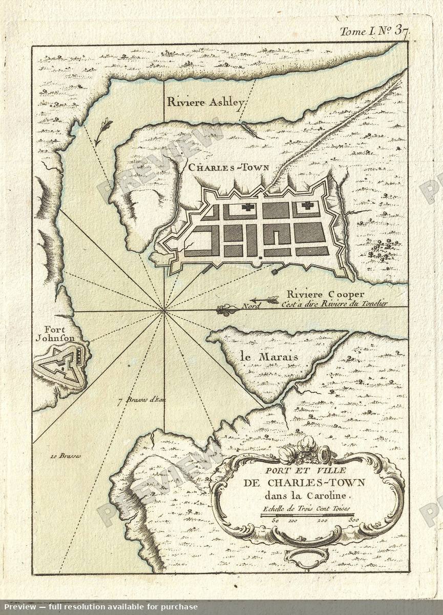 Antique map: Charleston, 1764, 1764