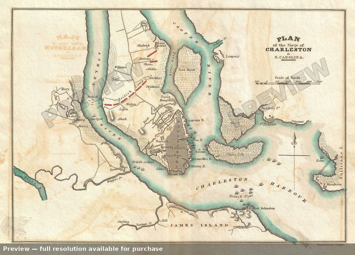 Antique map: Charleston, 1832