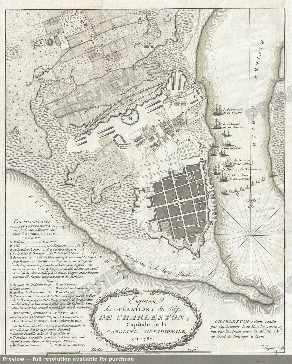 Antique map: Charleston, 1787, 1787