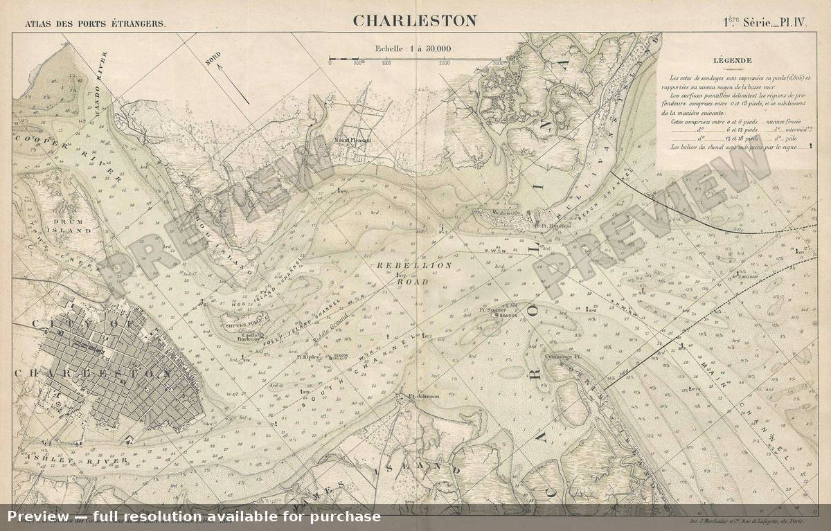 Antique map: Charleston, 1884, 1884