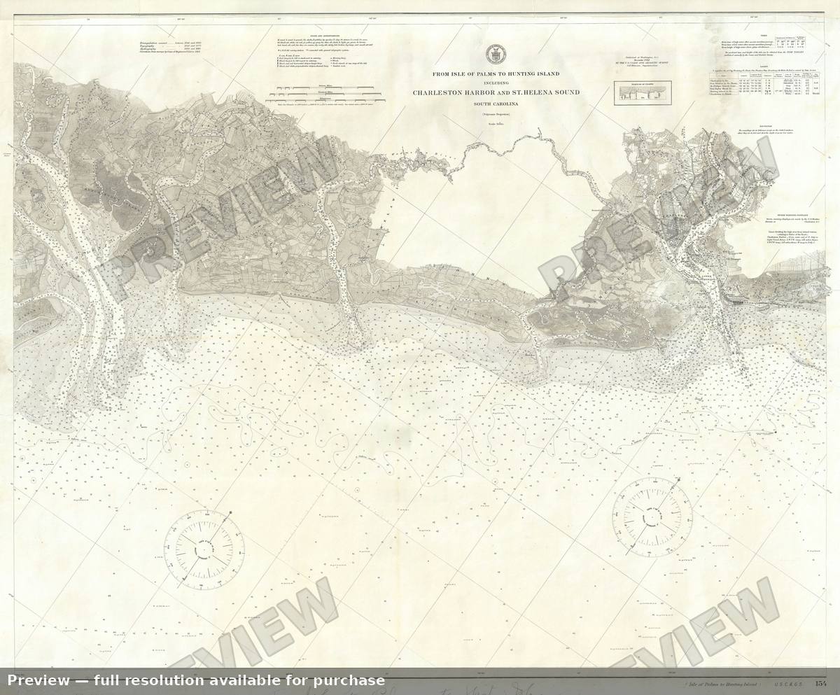 Antique map: Charleston Helena SC, 1913