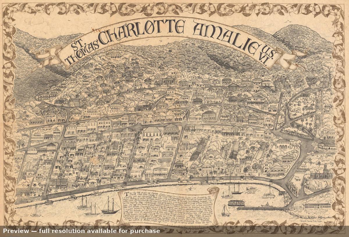 Antique map: Charlotte Amalie, 1970