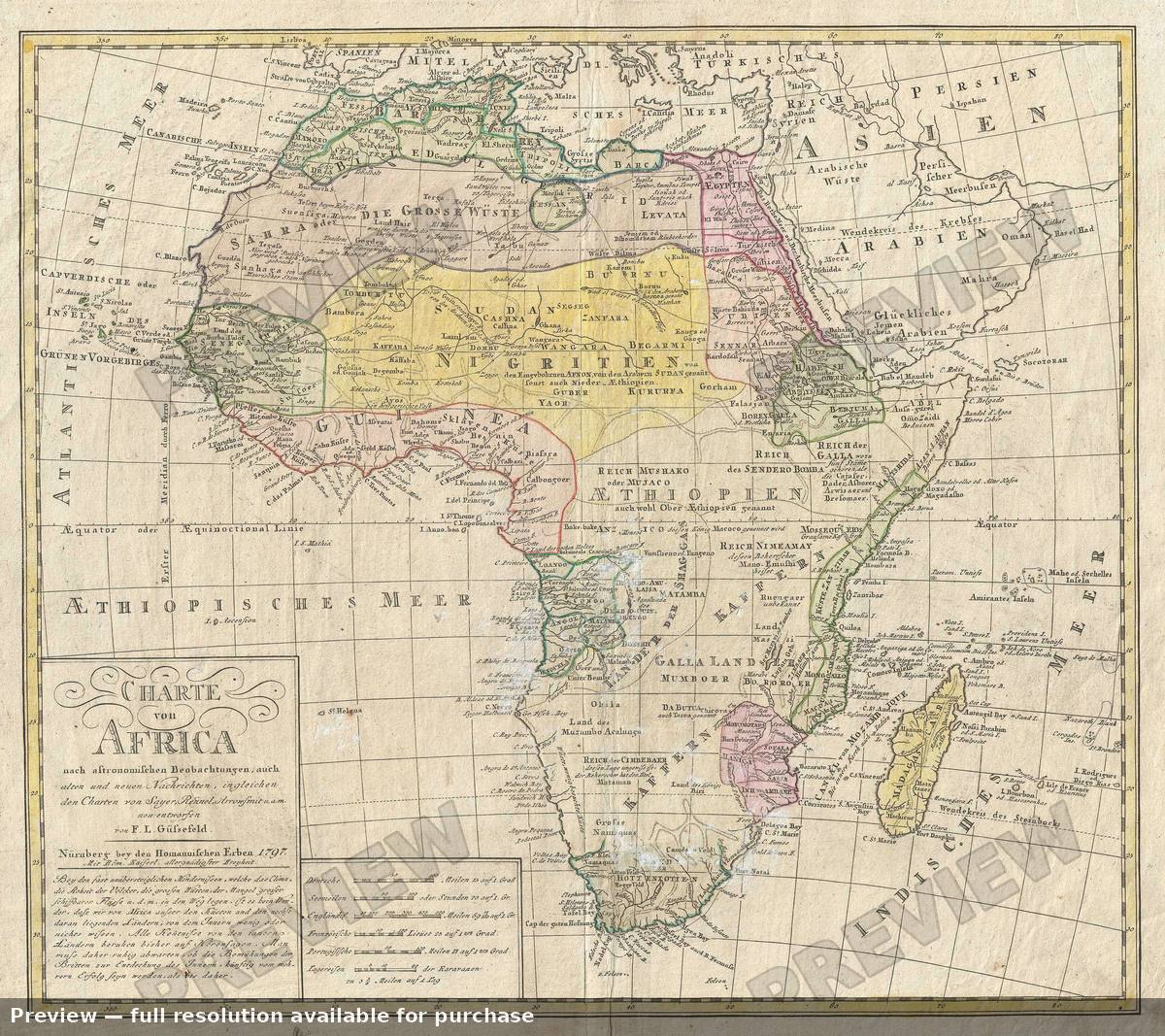 Antique map: Charte Africa, 1797