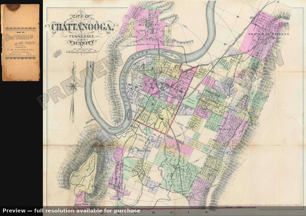 Antique map: Chattanooga, 1889, 1889