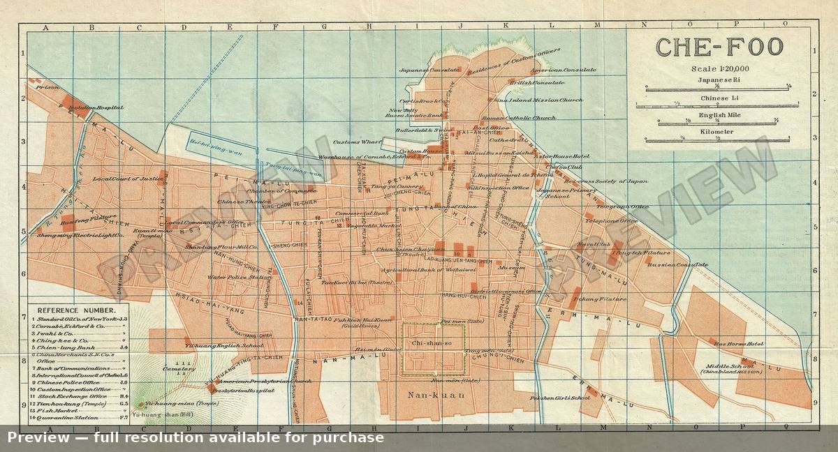 Antique map: Chefoo, 1924