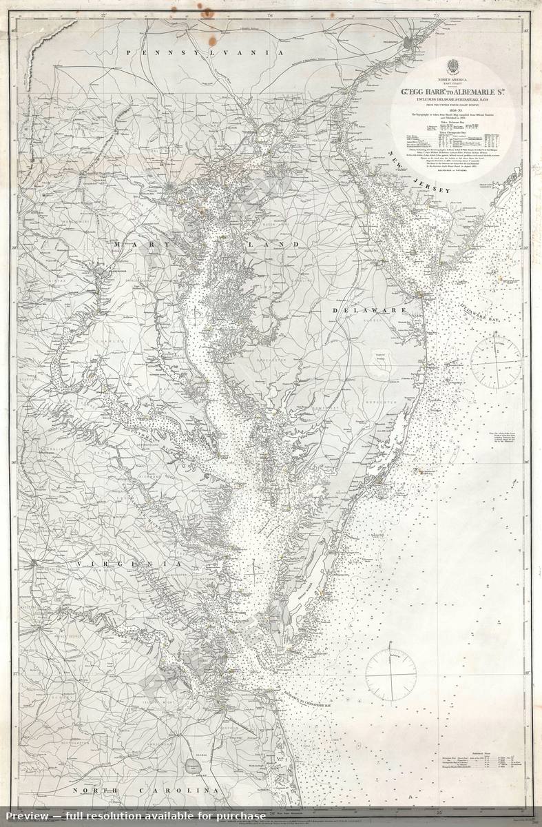 Antique map: Chesapeake Bay, 1871