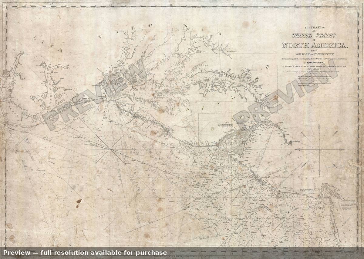 Antique map: Chesapeake Bay, 1851