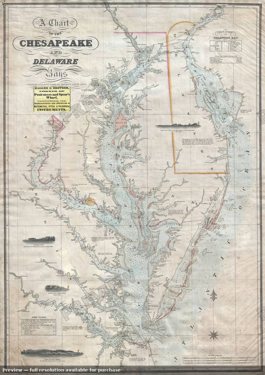 Antique map: Chesapeake Bay, 1852, 1852