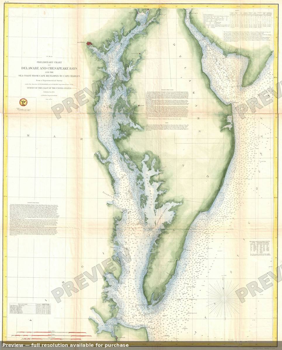 Antique map: Chesapeake Bay, 1855