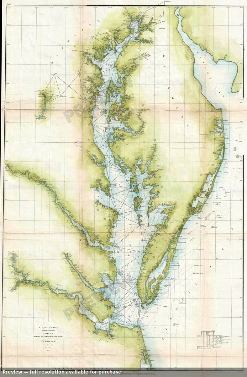 Antique map: Chesapeake Bay, 1857