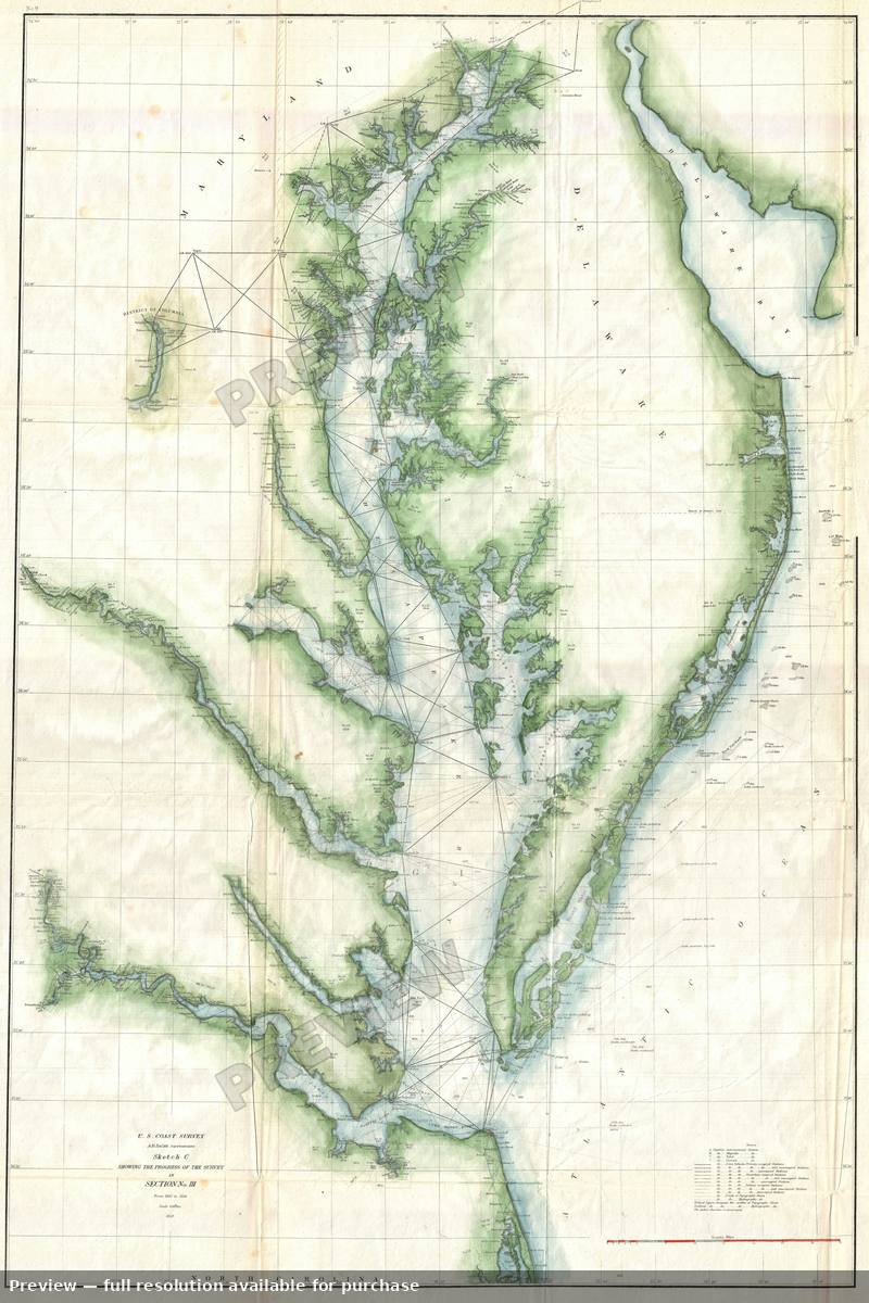 Antique map: Chesapeake Bay, 1859