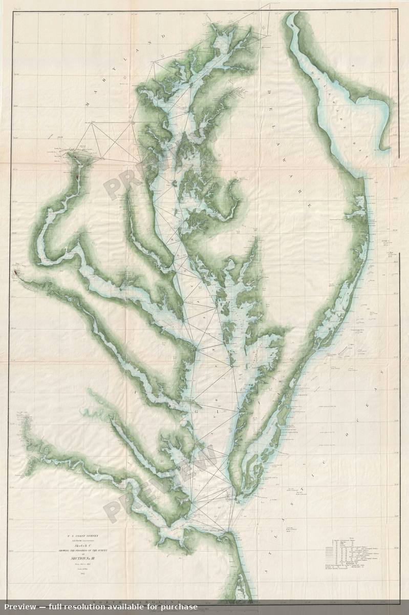 Antique map: Chesapeake Bay, 1862