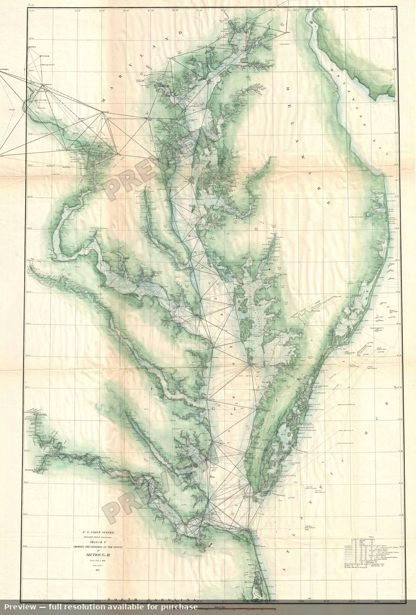 Antique map: Chesapeake Bay, 1871