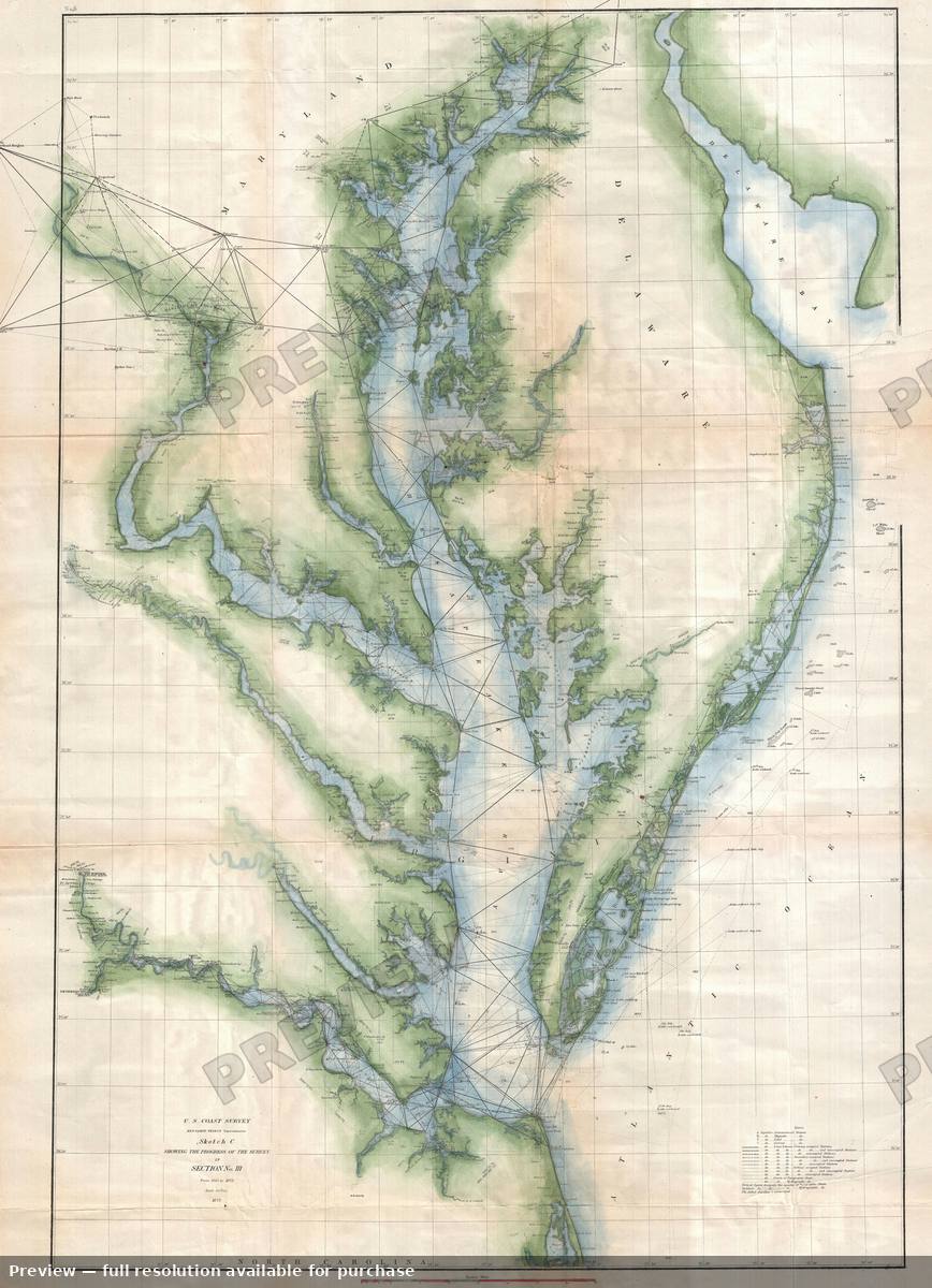 Antique map: Chesapeake Bay, 1873