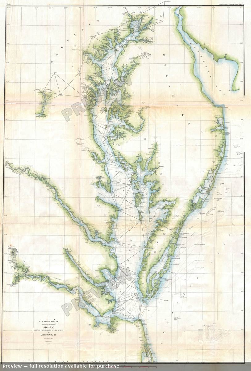 Antique map: Chesapeake Bay, 1857, 1857