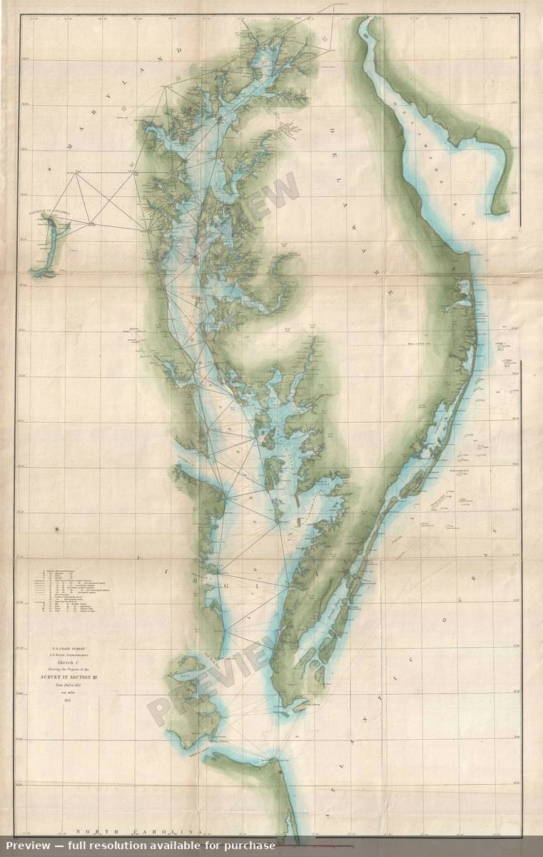 Antique map: Chesapeake Bay 2, 1851