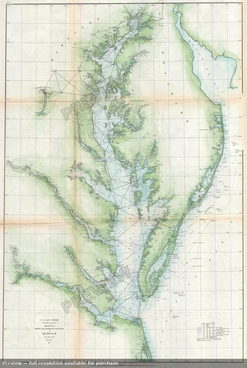Antique map: Chesapeake Bay 2, 1860