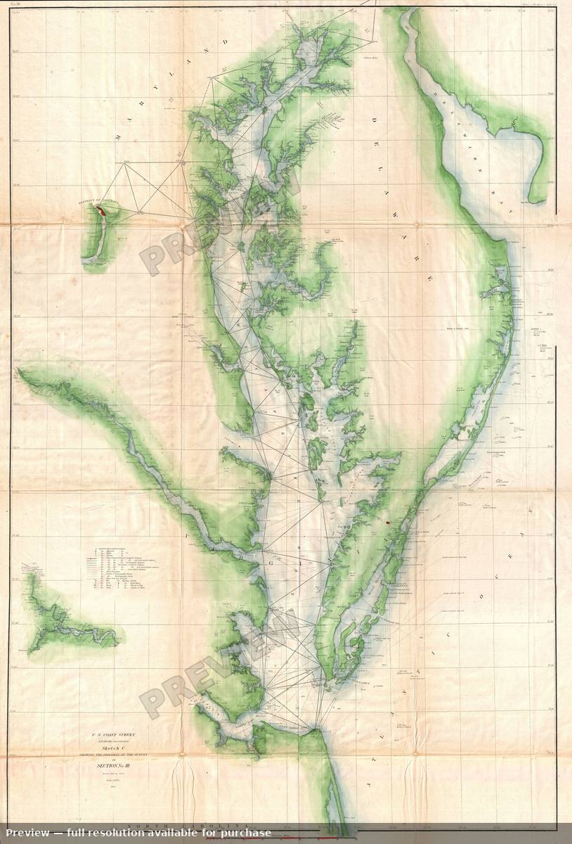 Antique map: Chesapeake Bay 3, 1855, 1855