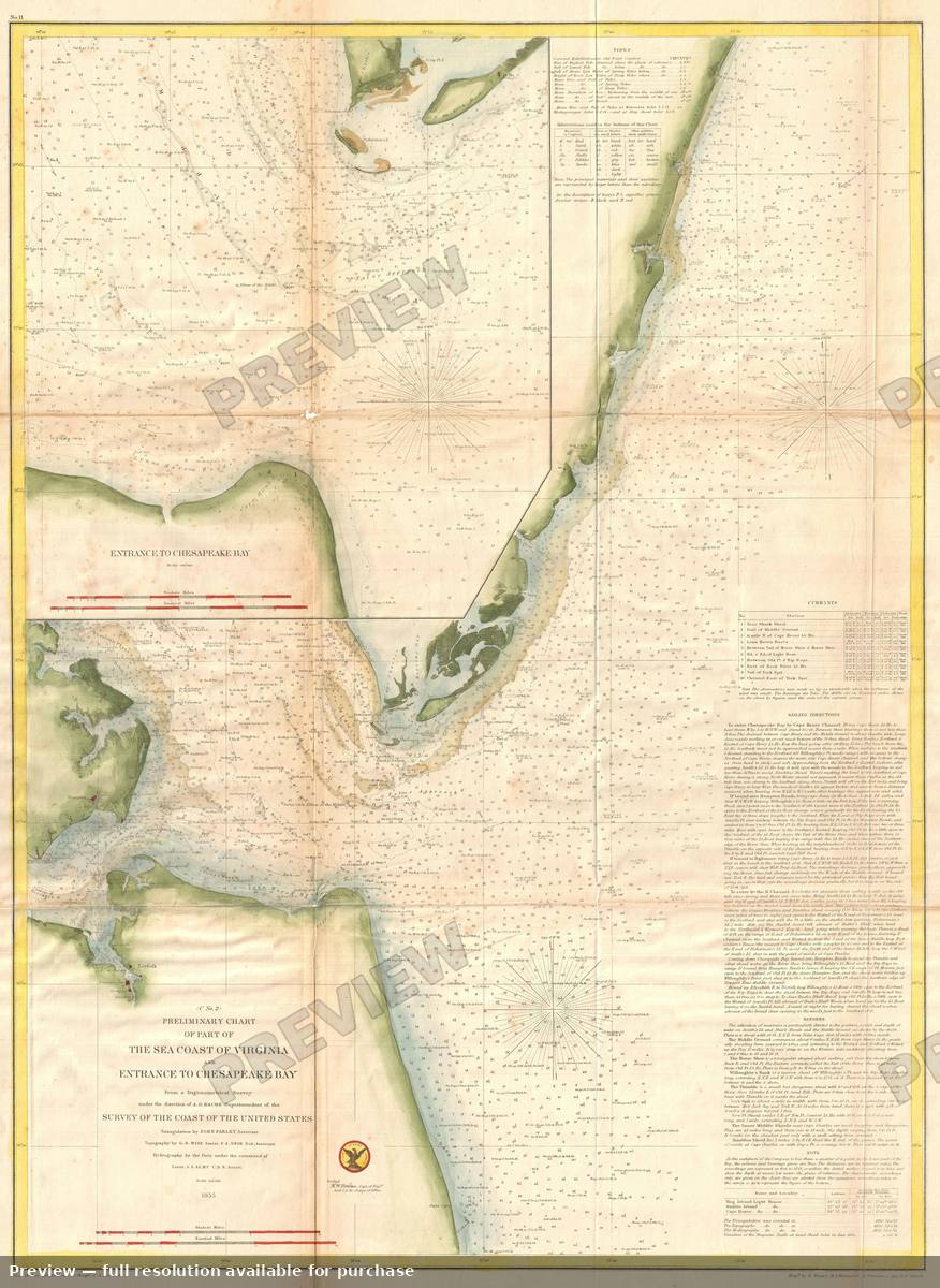 Antique map: Chesapeake Bay Entrance, 1855, 1855