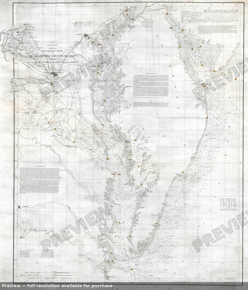 Antique map: Chesapeake Bay Hd, 1855, 1855
